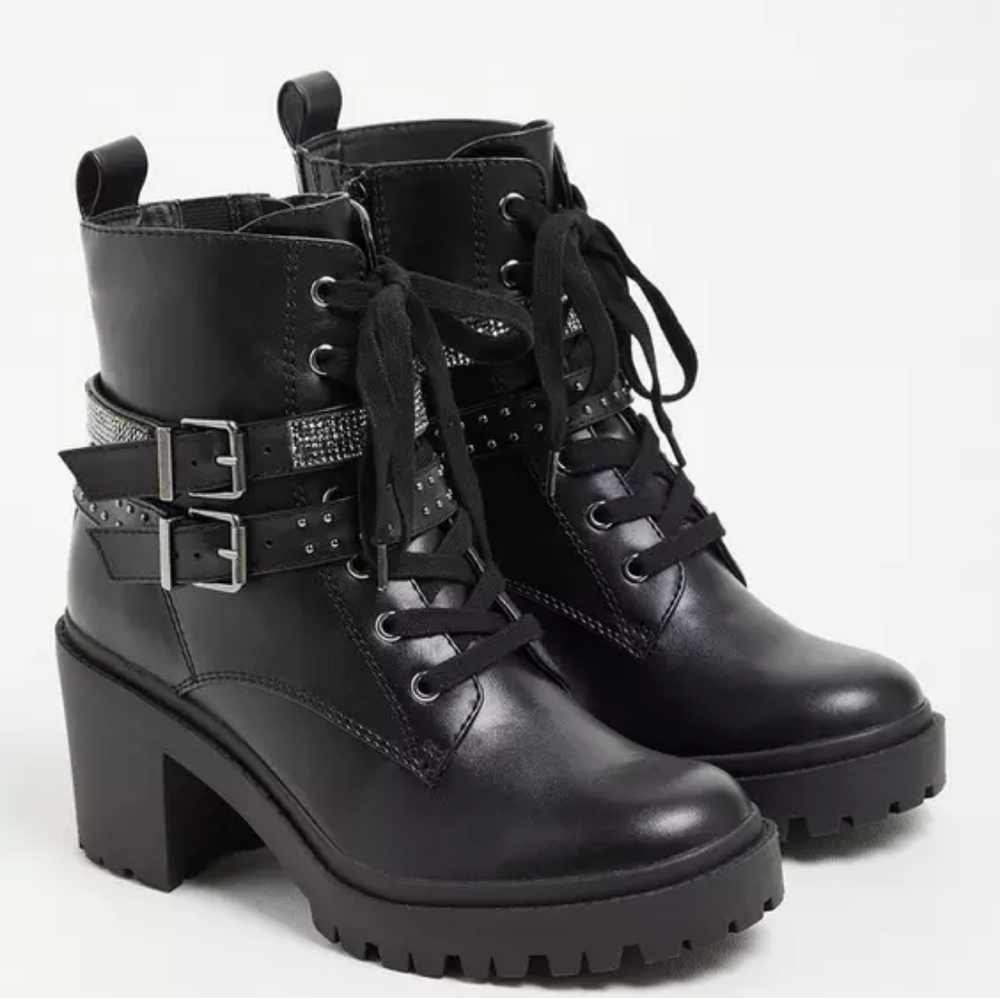 Women's Black Ankle Boots 9.5W With Sparkle